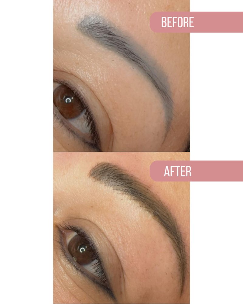 Brow before, above, and after, below