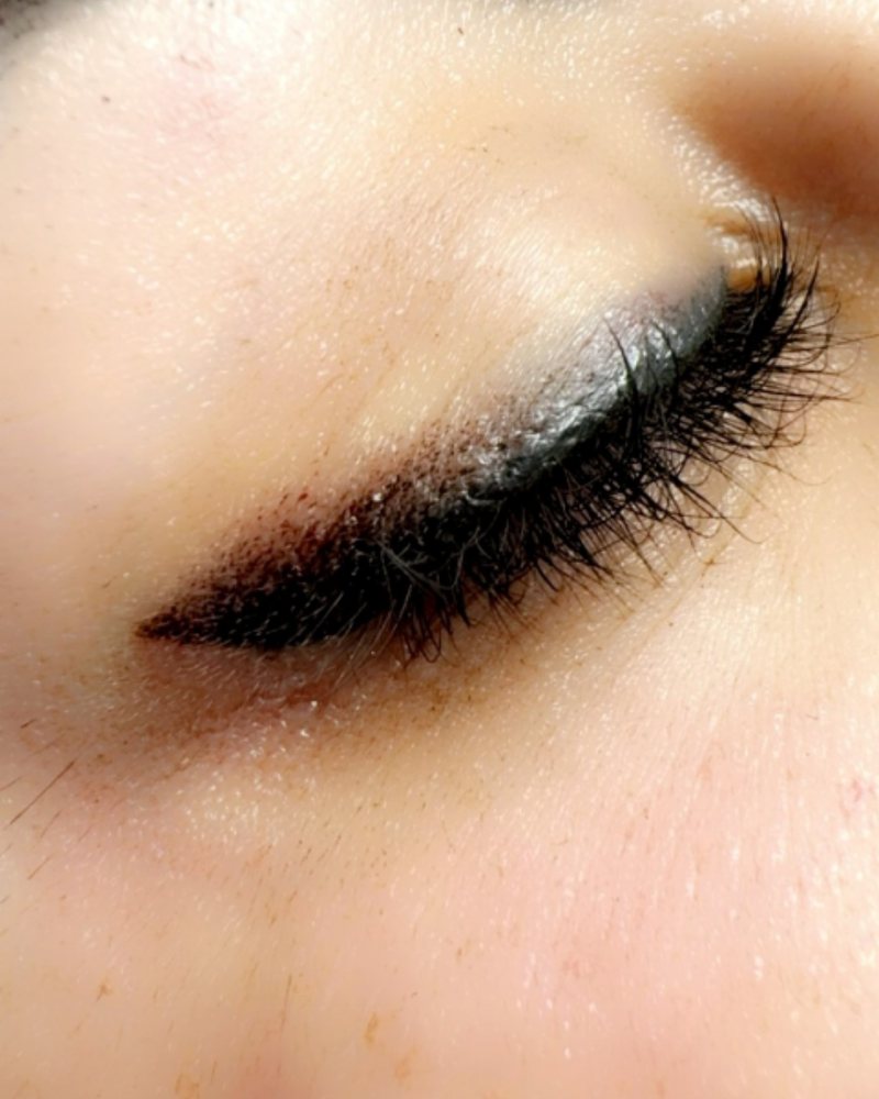 Shaded permanent eyeliner, eye closed