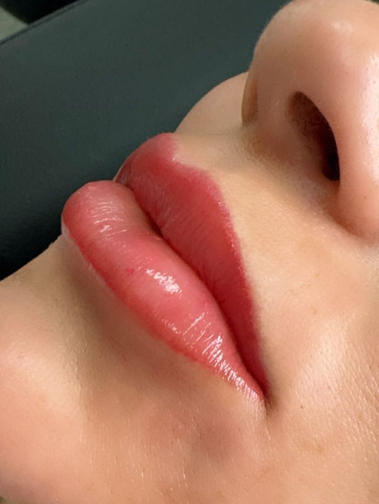 Close-up of permanent lip color