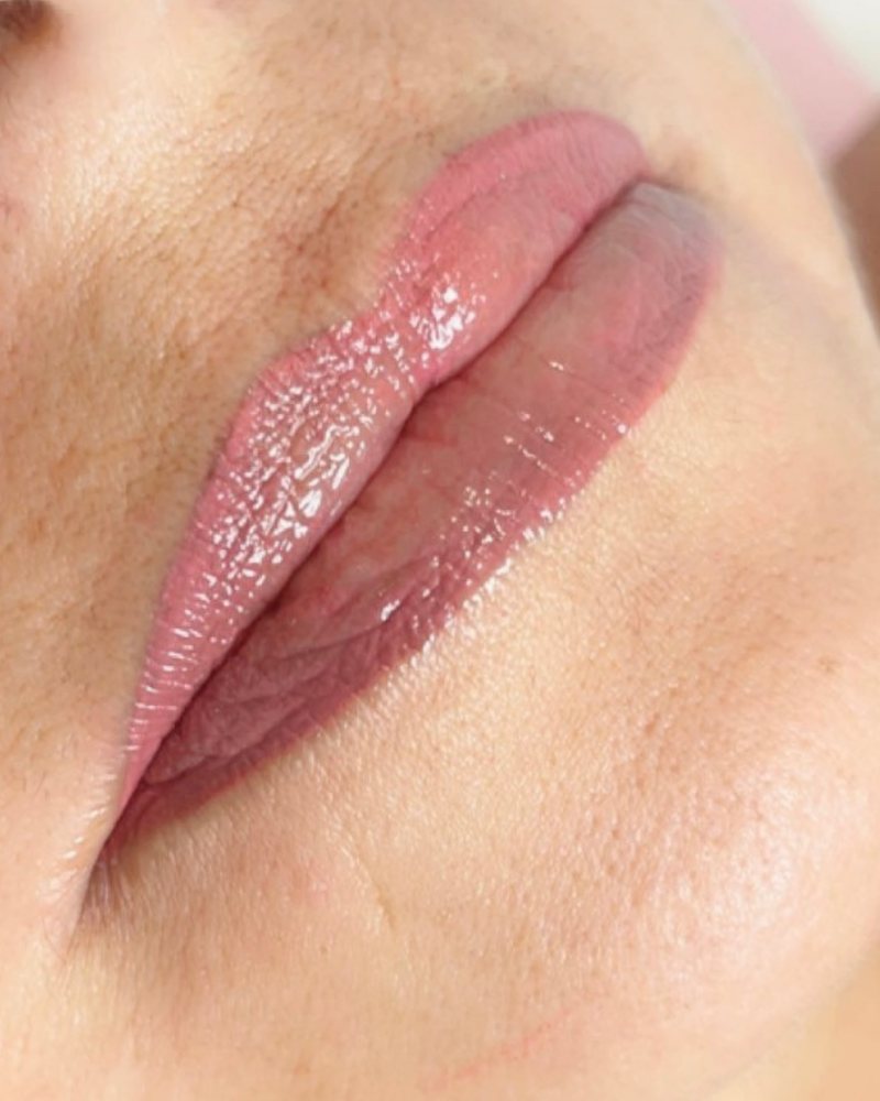 Soft pink permanent lip color