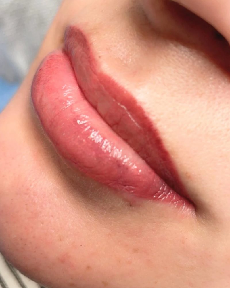 Rosy permanent lip color
