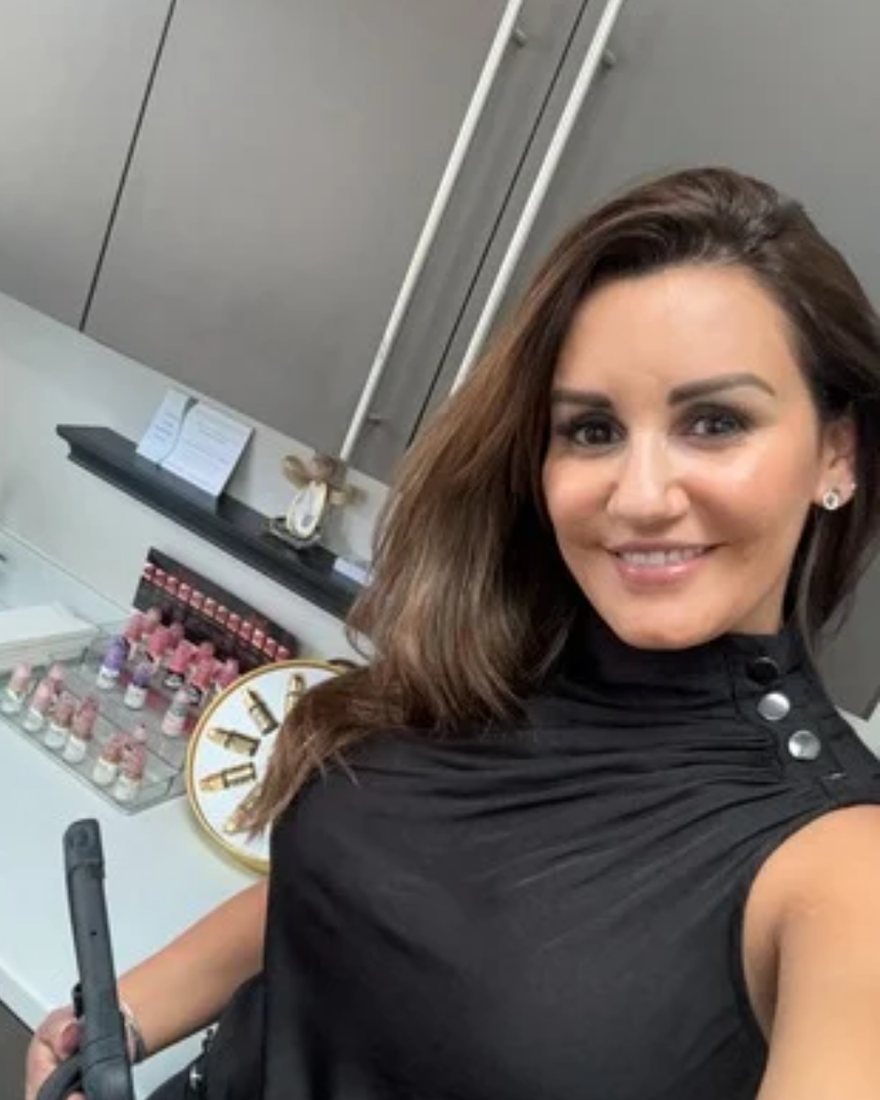 Angela Mosqueira beside her pigments